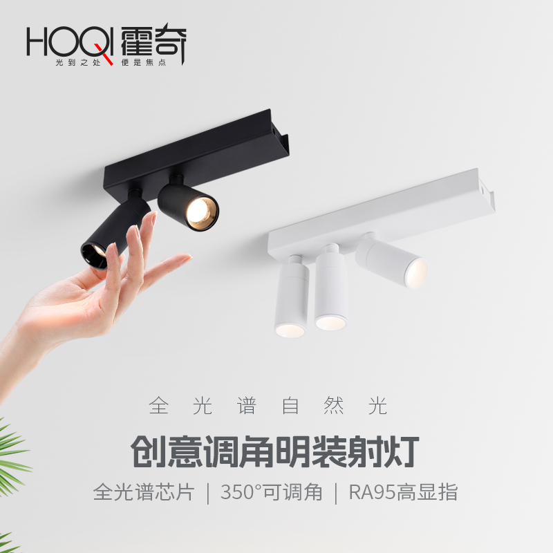 小束聚光射灯明装双头小角度3度茶室氛围灯5M度8度15度餐桌博物馆