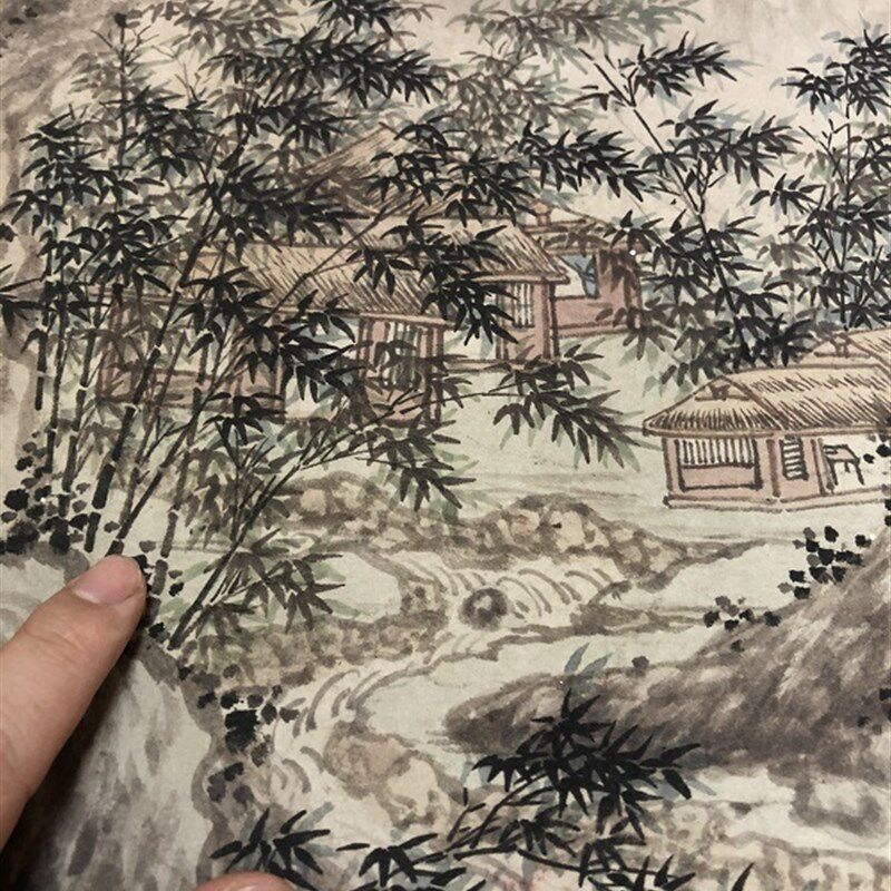 名画复制品沈周蜀山秦树图写意水墨山水画国画艺术微喷临摹装饰画