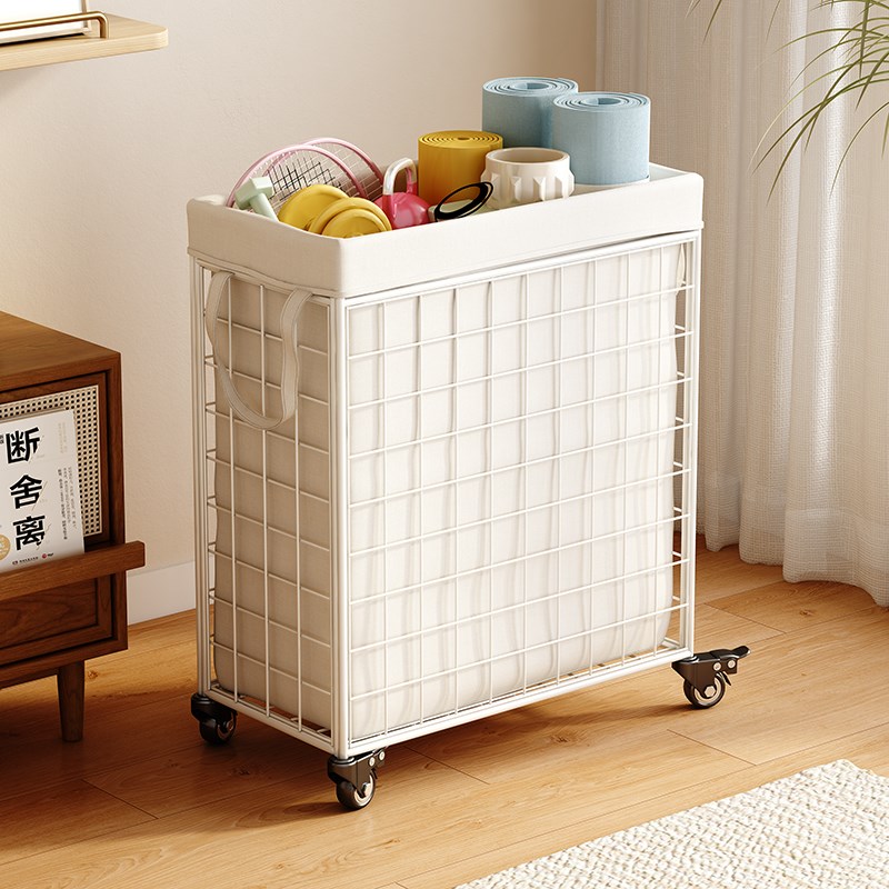 瑜伽垫收纳家用落地带轮可移动健身器材夹缝收纳筐运动工具置物架