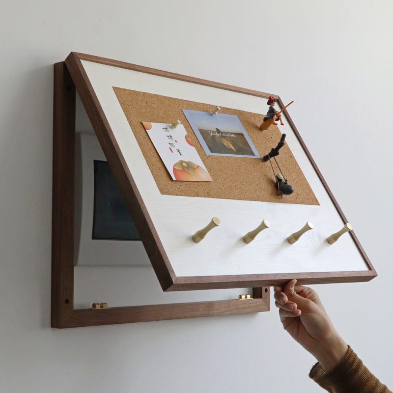 电表箱装饰画配电箱遮挡玄关电闸壁挂实I木衣帽架黄铜挂钩软木定