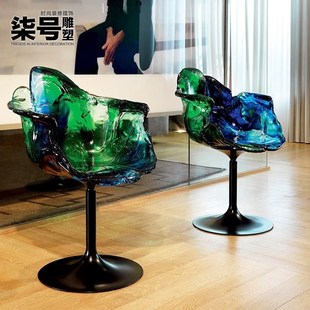设计师高级花瓣椅意式轻奢别墅中岛台餐椅透明树脂吧台椅艺术家具