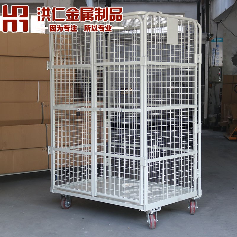 移动台车折叠物流台车定制加密笼车网格推拉车储物笼车加盖物流车