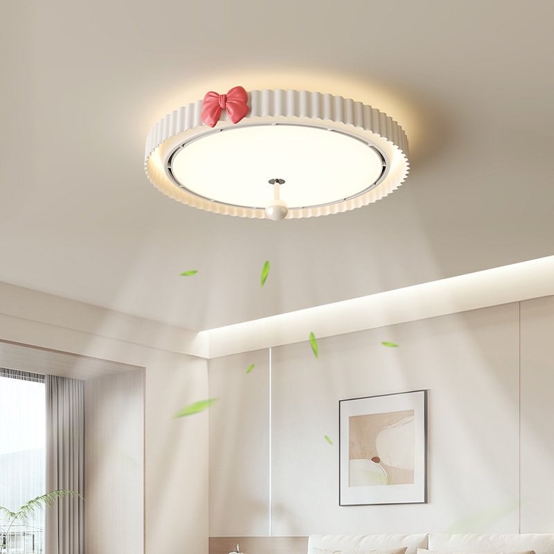 励昌无叶c风扇灯奶油风创意设计师静音大风力无叶电扇灯儿童卧室