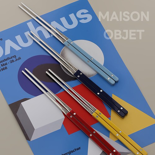 【韩国原单】Cher食品级304不锈钢PC环保手柄筷子ins风法式餐具