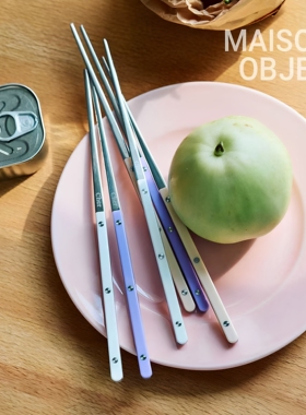 【韩国原单】Cher食品级304不锈钢PC环保手柄筷子ins风法式餐具