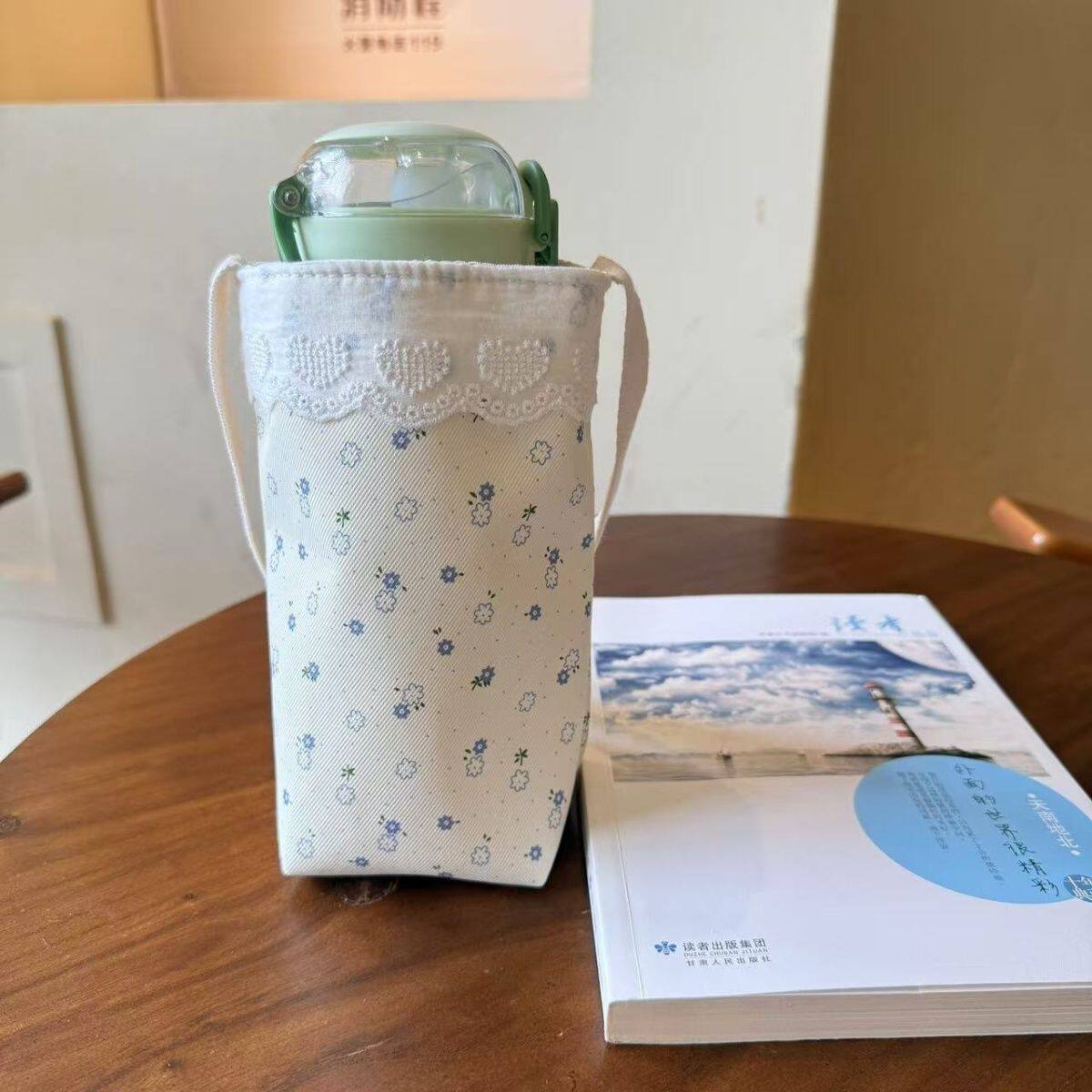 杯套2026新款蕾丝花边水杯袋通用收纳杯袋 便携水杯保护套