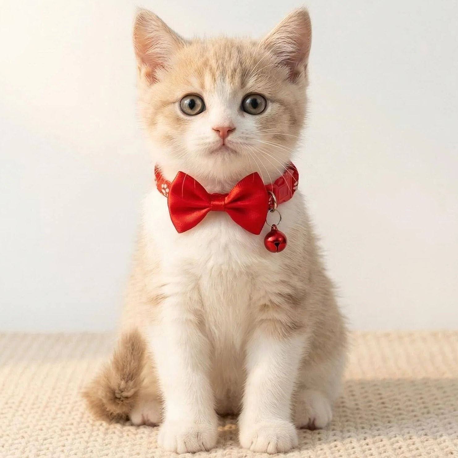 宠物红色蝴蝶结铃铛项圈猫咪结婚装饰领结萌宠猫咪项圈饰品
