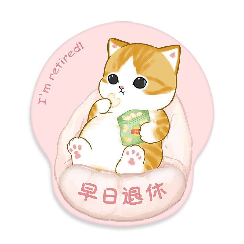 猫咪护腕鼠标垫小号加厚可爱女生家用办公桌防滑滑鼠手托