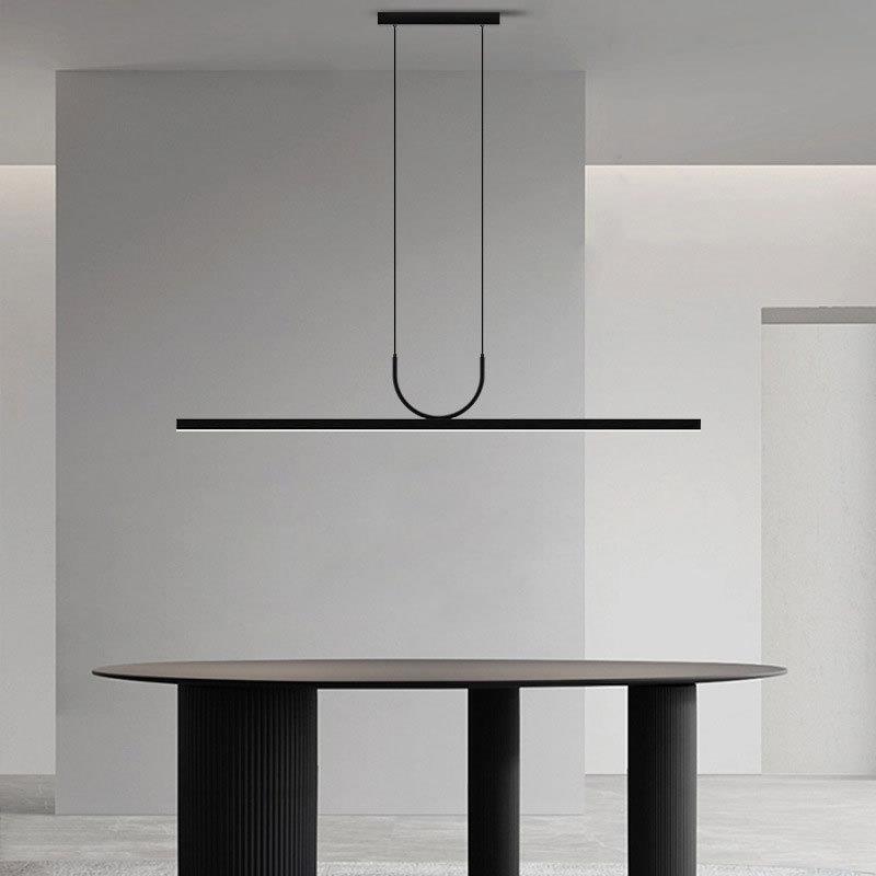 现代简约长条餐厅吊灯家用设计客厅LED装饰灯创意个性书房吧台灯