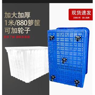 周转箱快递带轮箩筐 加厚蔬菜水果塑料筐周转筐长方形套叠镂空服装