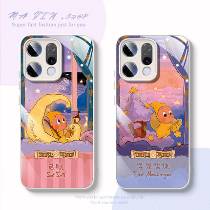 适用oppo手机壳reno14pro可爱findx8s+一加ace5星星人13t泡泡玛特findx7ultra液态3v玻璃壳k12x卡通reno11女2