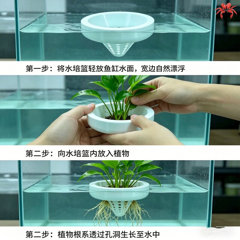 免固定漂浮水培篮鱼缸创意绿植自由漂浮鱼缸造景