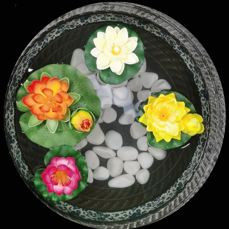 庭院水景莲花睡莲组合水缸造景套装仿真荷花鱼缸水池布景摆件