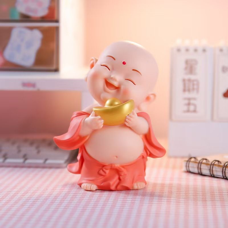 弥勒佛小和尚婴儿肥招财如意家居车载公仔手办可爱装饰礼物
