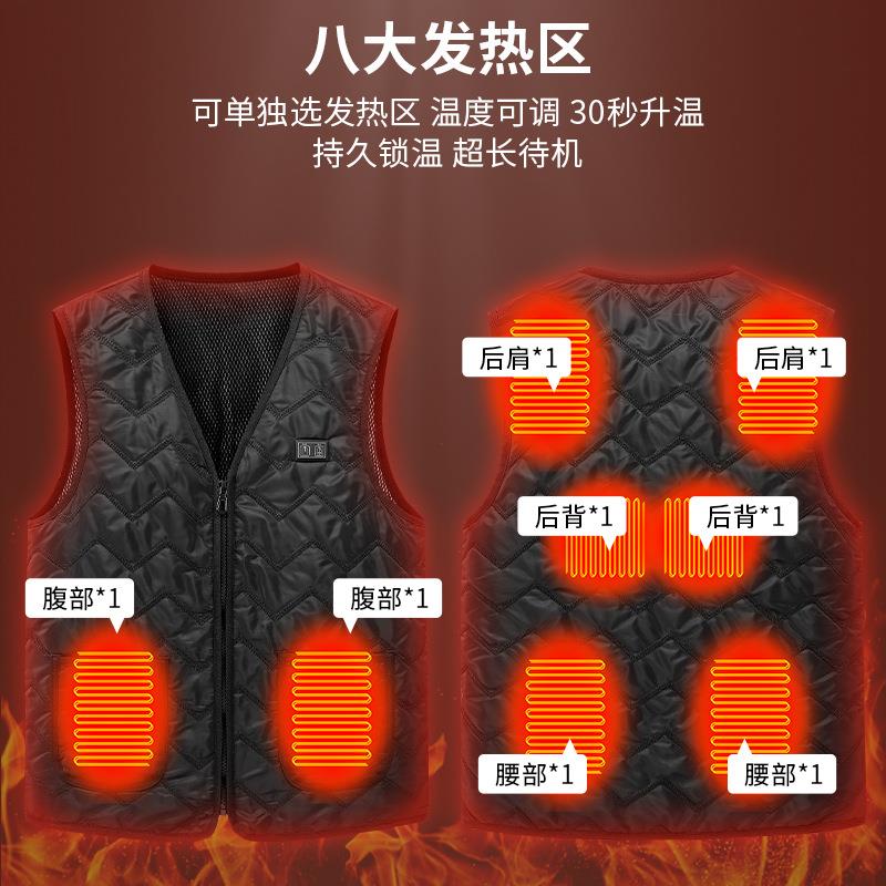 冬季八区电热马甲衣服发热服挖袋日常四季通用拉链现货不连帽背心