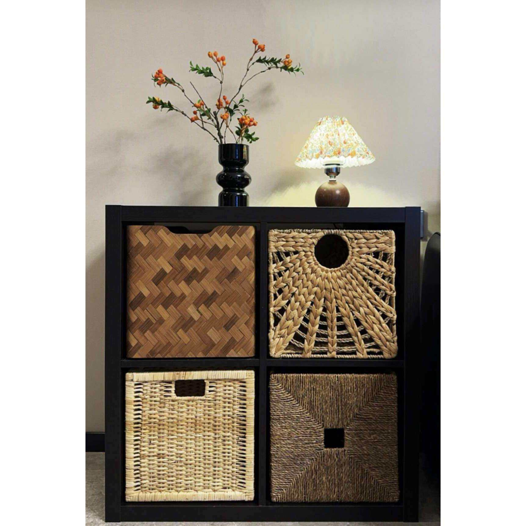 仿藤手工编织收纳筐可折叠式格子柜抽屉式海草收纳篮水葫芦储物筐