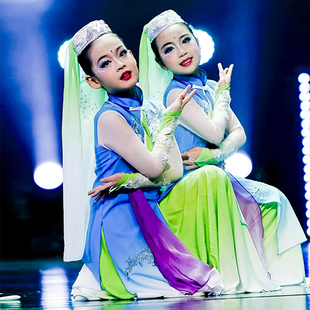 花花儿回族舞蹈服新款新疆演出服荷花奖沙枣花儿童成人大摆裙女