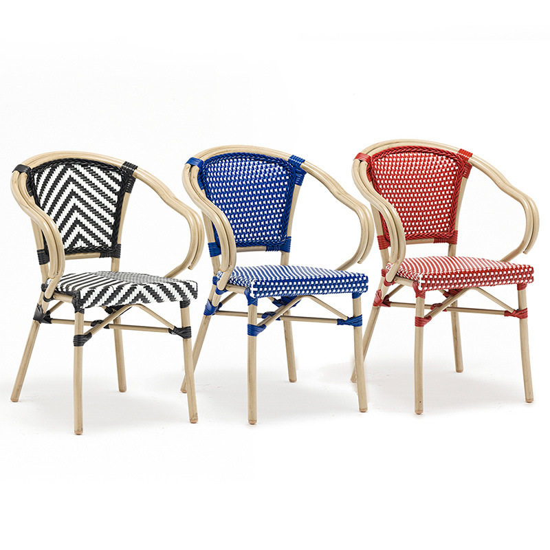 花园桌椅户外餐椅室外藤椅庭院藤编休闲椅露天餐厅咖啡厅美式滕椅