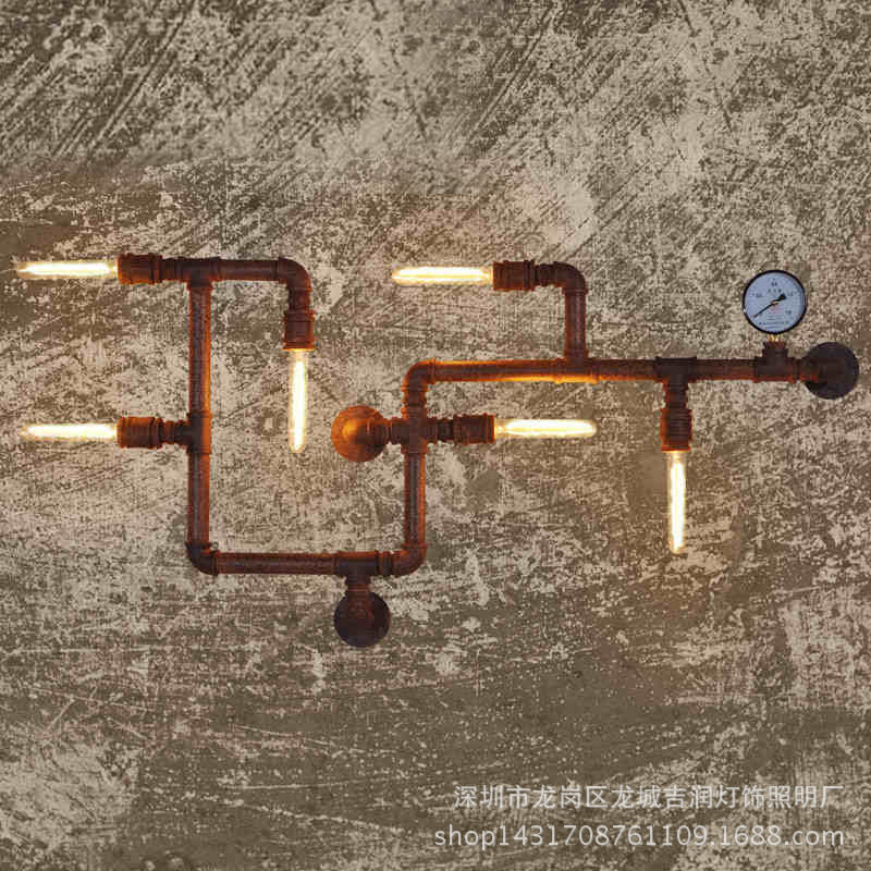 美式乡村loft工业复古铁艺灯咖啡厅过道走廊创意个性酒吧水管壁灯