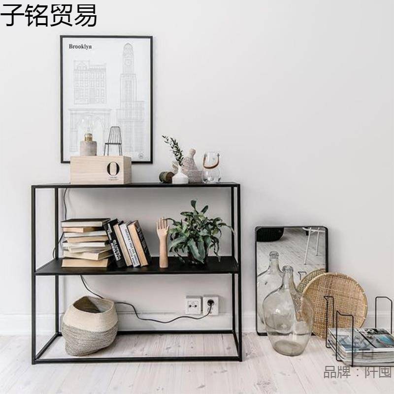 北欧铁艺多层落地收纳书架