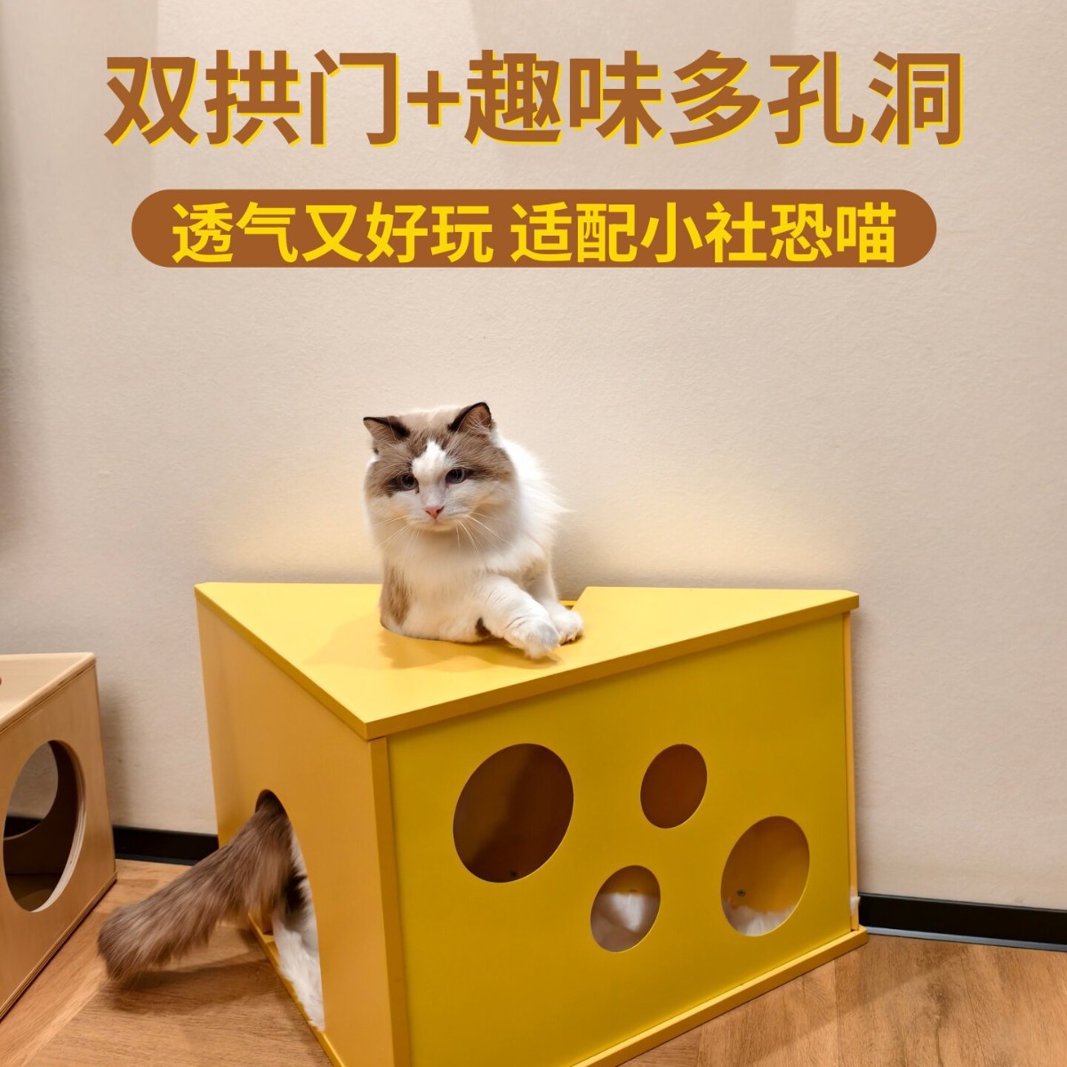 半封闭木制猫窝四季通用小户型