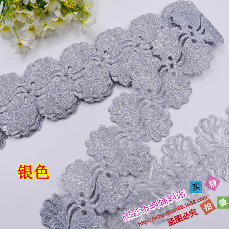 新品 金丝银线长条布贴花 服装辅料特色花边熨烫布贴花 4201#烫花