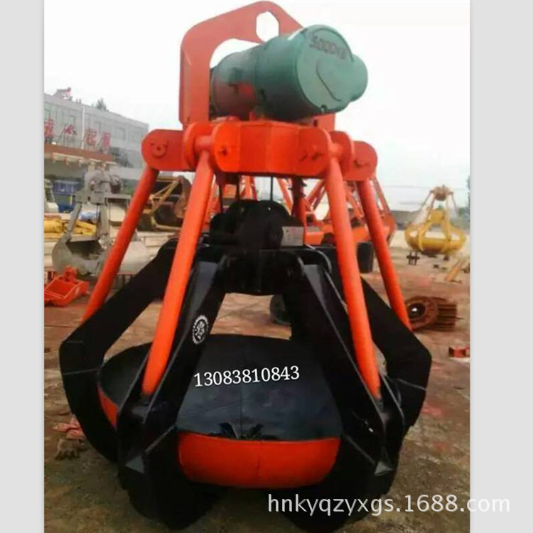 悬挂式淤泥抓斗电动多瓣废铁抓斗电动马达酒糟不锈钢抓斗木料抓具