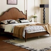 美式 复古床实木双人床1.8米主卧室大床法式 中古1.5白蜡木实木婚床