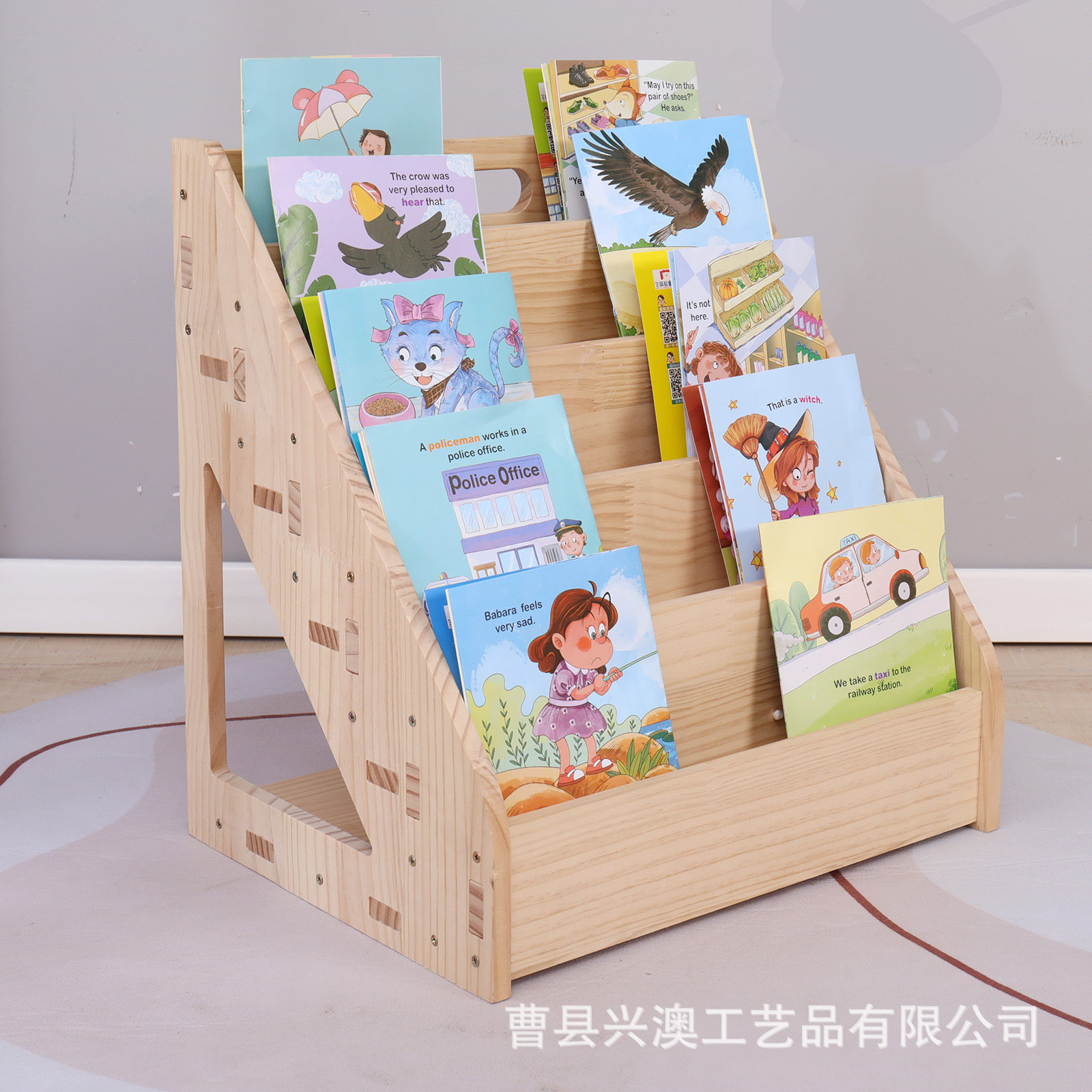 实木儿童书架书柜原木落地置物架简约学生松木客厅多功能收纳柜图片