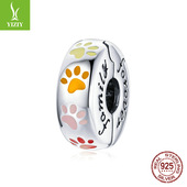 银姿韵缤纷爪印定位扣夹扣珠子charm 温馨家庭英文diy配饰SCC1850