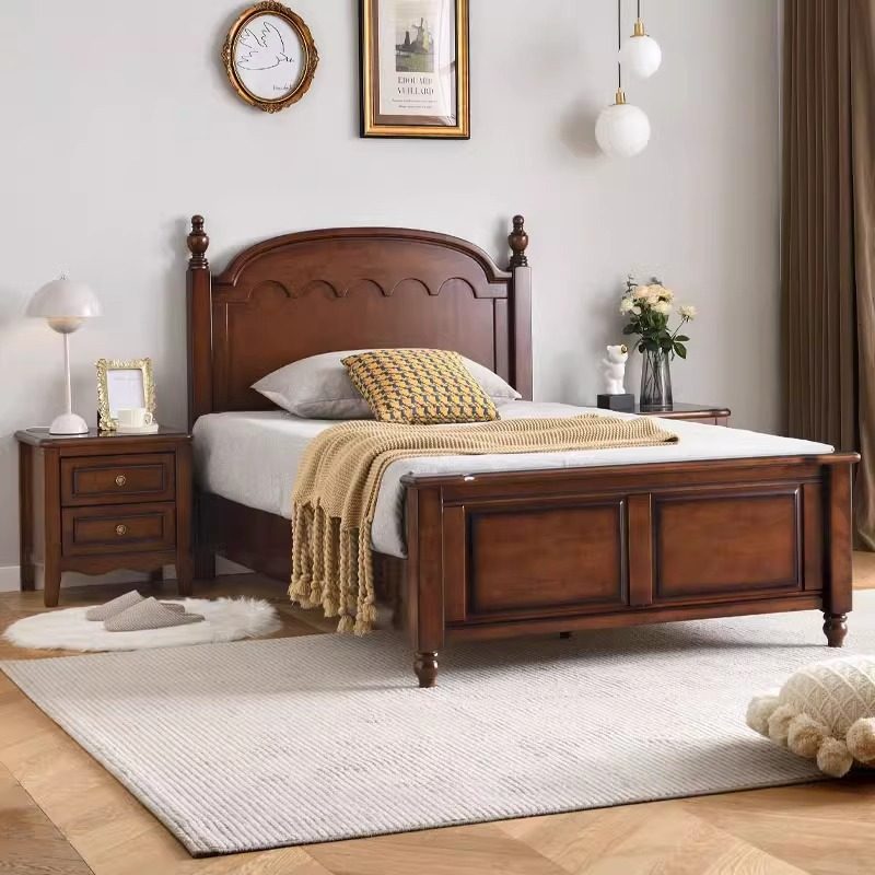 美式乡村实木单人床现代简约1.2米儿童床小户型轻奢高箱储物家具