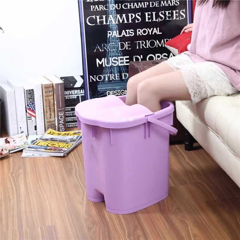 ?足浴桶塑料泡脚盆泡脚桶过小腿养生足浴盆家用洗脚桶加高带盖加