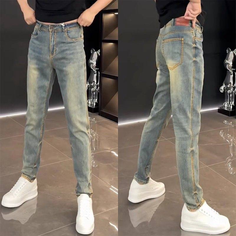 轻奢牛仔裤男款春夏高档修身休闲裤潮牌水洗百搭显瘦弹力小直脚