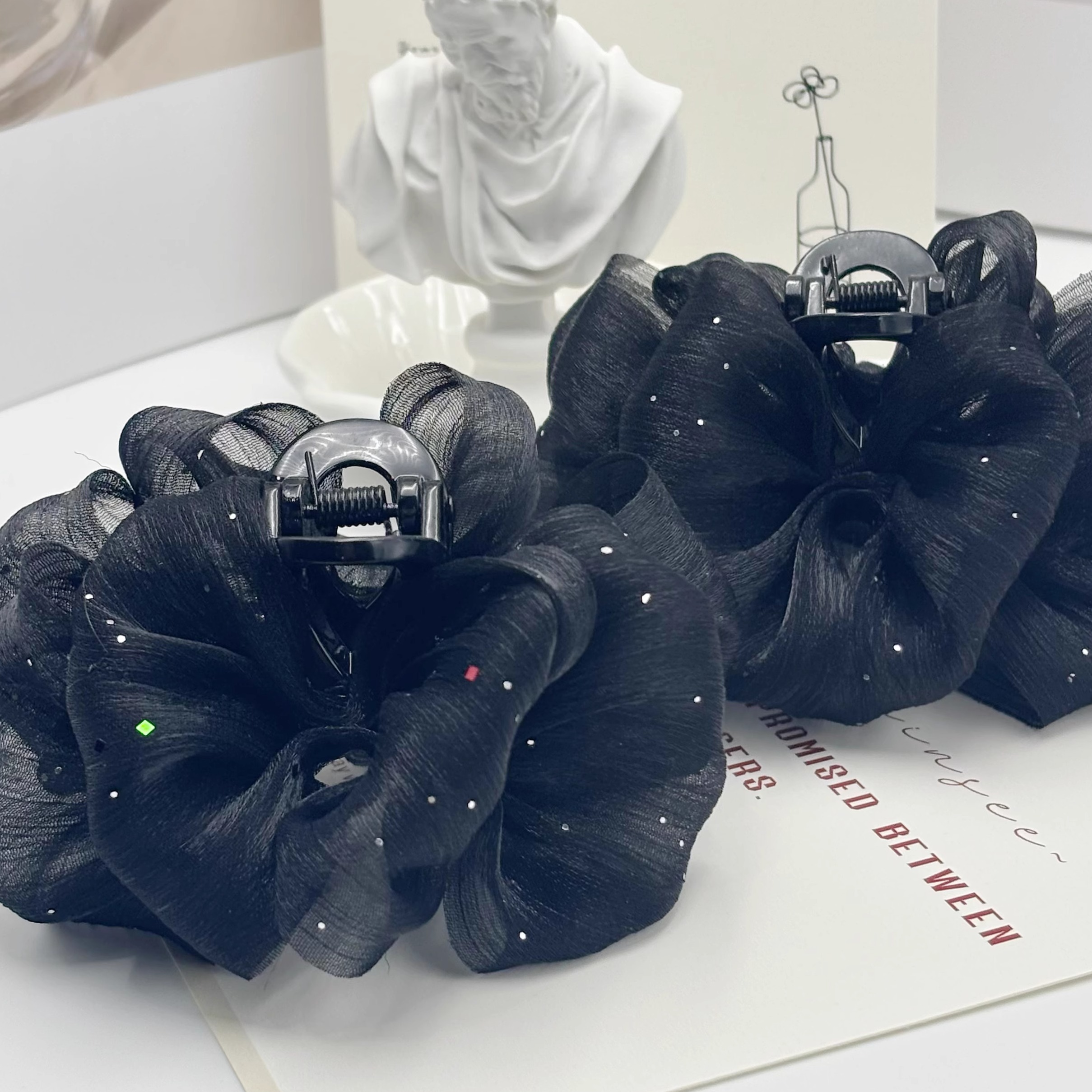 诗泊雅 2025新款洒金波点泡泡抓夹女网纱发夹后脑勺高级感鲨鱼夹