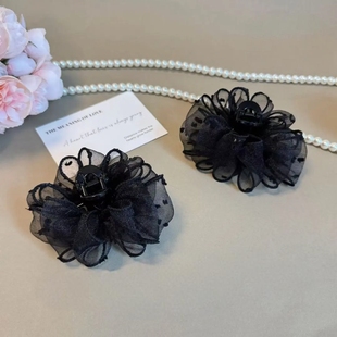 诗泊雅7cm韩版雪纺欧根纱抓夹蕾丝发夹春夏新款简约新款简约发饰