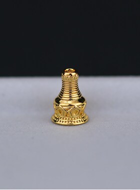 实心三通佛塔帽配饰文玩手串纯铜塔头凤眼百香籽菩提紫檀佛头配件