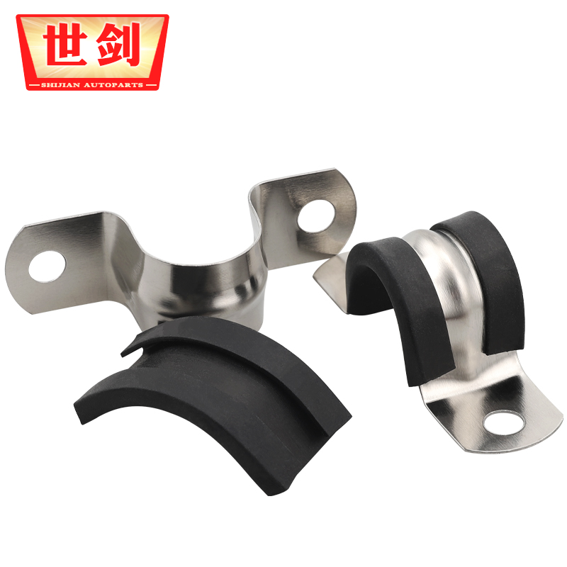 304不锈钢钢管卡扣o夹U型带连胶条骑马卡箍管卡子固定电缆喉箍锁