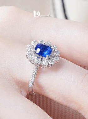 【珠宝人DD】现货18k金镶嵌斯里兰卡蓝宝石戒指两戴款皇家蓝CGRL