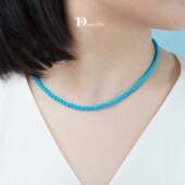 珠宝人DD 现货18k金绿松石美松项链高瓷质感高蓝细腻温润