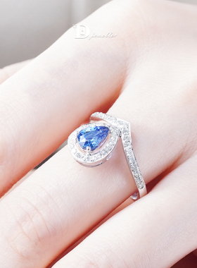 【珠宝人DD】现货18k镶嵌斯里兰卡矢车菊蓝宝石戒指火彩闪耀CGRL