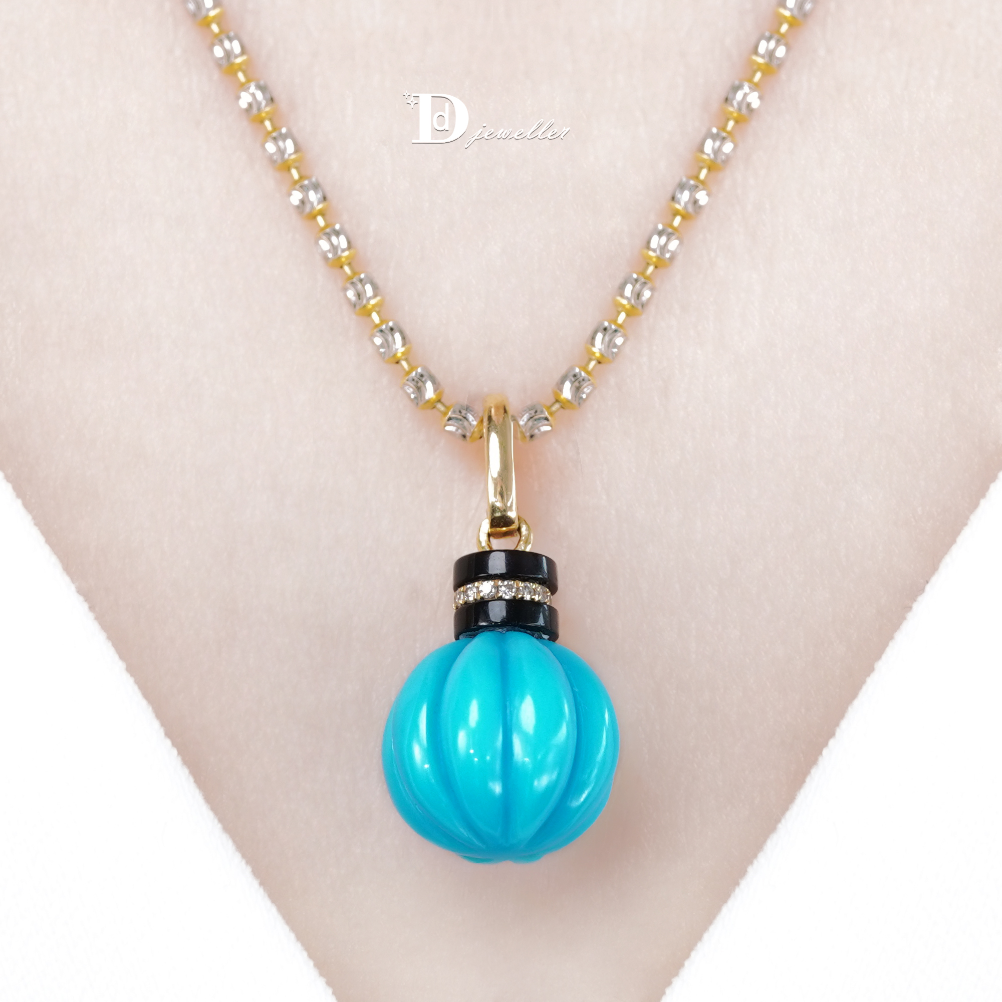 18k金美松南瓜切万能扣挂坠高瓷