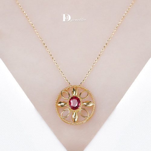 18k金红色尖晶石挂坠吊坠