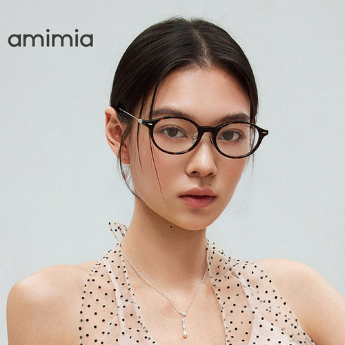 amimia·SCHOLAR书呆子椭圆钛架眼镜框女素颜镜近视配度数26新款