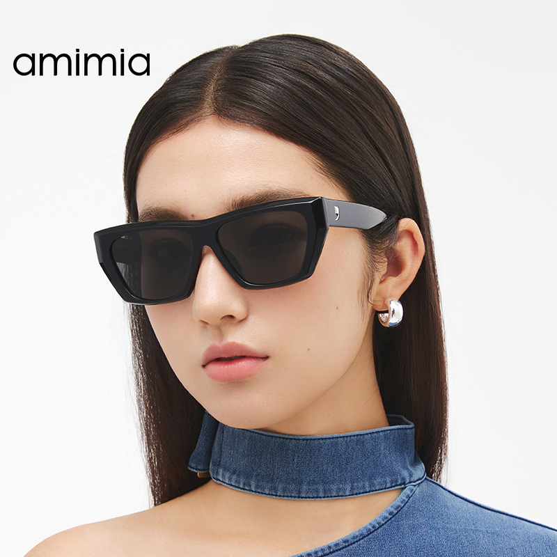 amimia·BEBOLD欧美时尚梯形猫眼显脸小墨镜女窄框防紫外线太阳镜