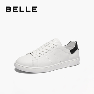 四季 男鞋 款 真皮商场同款 8QN01AM5 百丽正品 休闲板鞋 青春减龄小白鞋