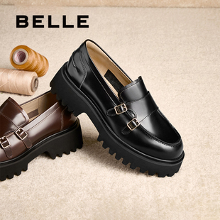 秋季 英伦乐福鞋 新款 商场同款 BMME1AA5 百丽专柜正品 真皮单鞋 时尚