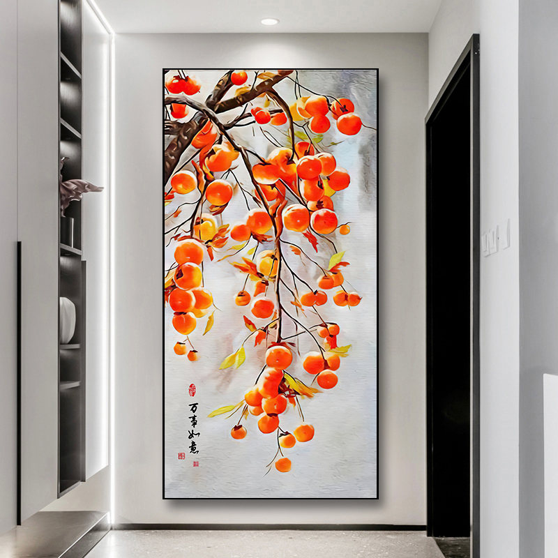 新中式现代入户竖版壁画进门挂画