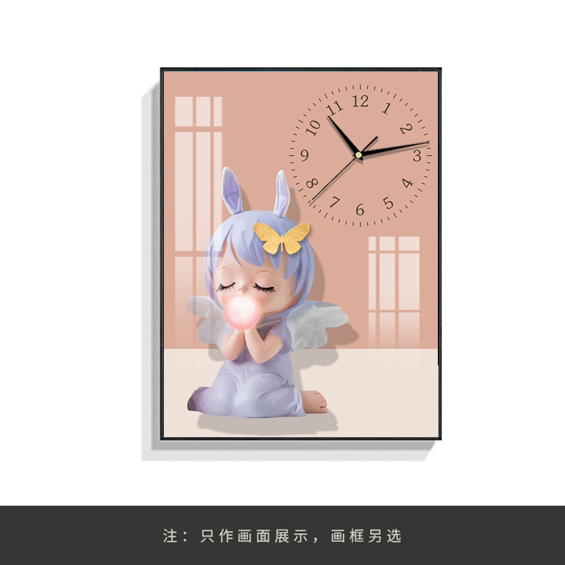 网红可爱卡通竖款女孩电表箱装饰画遮挡箱配电箱开关带钟表北欧表