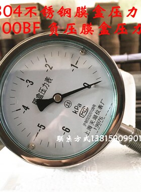 YNE100BF耐震不锈钢膜盒压力表ye100bf  0-16/25/40/60/100kpa