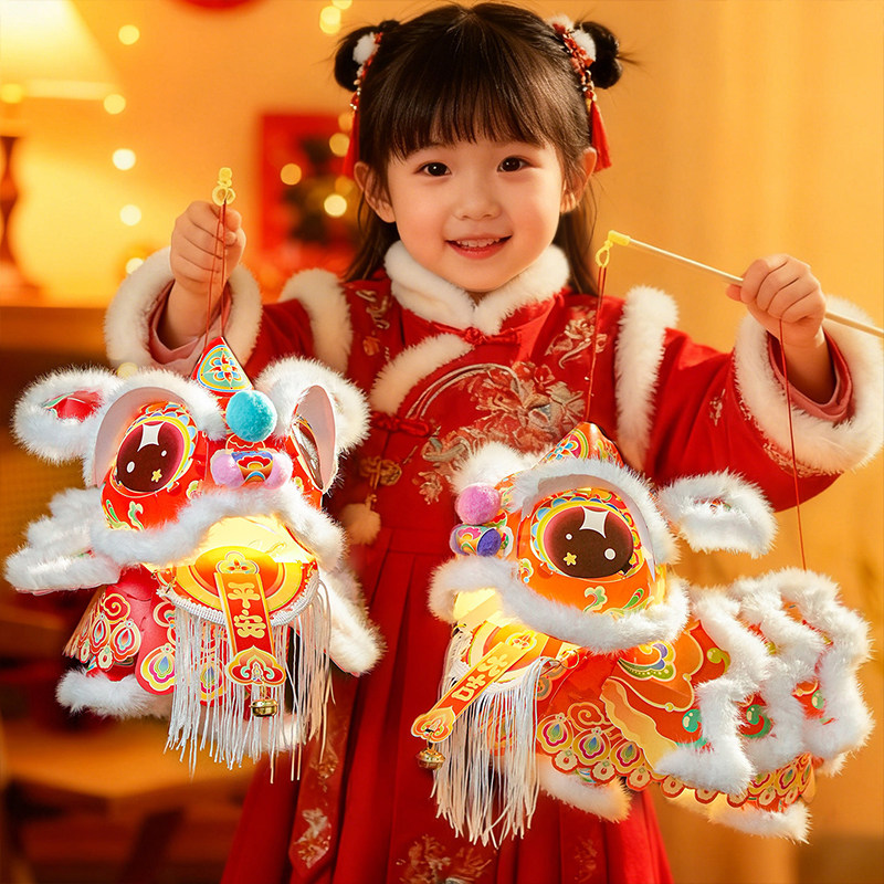 中秋古风醒狮花灯儿童手提灯笼图片